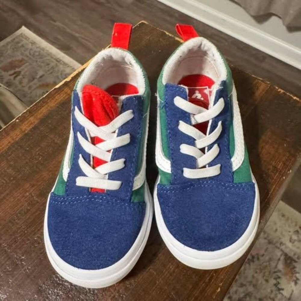 Vans Old Skool Toddler Multi-Color Suede Canvas Shoes Size 9 Sneakers